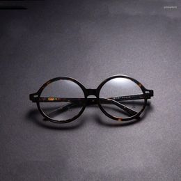 Sunglasses Frames 12Sizes Retro Round Flexible Glasses Frame Amber Acetate Temple Legs Optical Myopia Presbyopia Optics Prescription