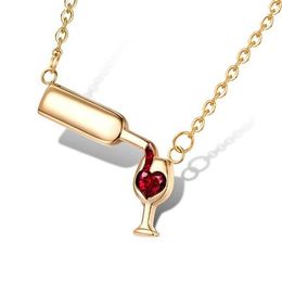 Pendant Necklaces European And American -selling Sweater Chain Ladies Love Red Wine Bottle Cup Necklace Creative Decoration Jewellery