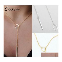 Pendant Necklaces Women Necklace Chain Statement Ring Rec Charm Chocker Simple Metal Neck Fashion Jewellery Wholesale Drop Delivery Pen Otwch