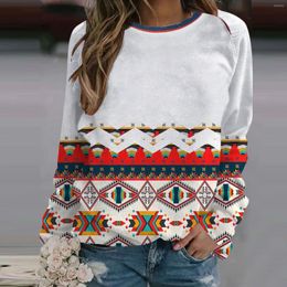 Women's Hoodies 2023 Autumn Winter Retro Western Ethnic Geometric Tribe Sweatshirt Women's Casual Round Neck Vintage Loose Street