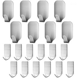 Hooks & Rails 20 Pieces Self Adhesive Stainless Steel Wall Utility Hanging For Robe Coat Bags Home Kitchen Bathroom Heavy Du1