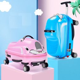 Sacs bouffés enfants Enfants à bagages roulants Spinner 3D Scooter Suitcase For Kids Cabin Cabine Sac de voyage Étudiant Baby Baby Baby Carry On Trunk 230203
