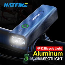 NATFIRE 1300LM Bike Light USB Rechargeable Rainproof LED MTB Road Bicycle Lamp Aluminium Bright Flashlight Front Lights 0202