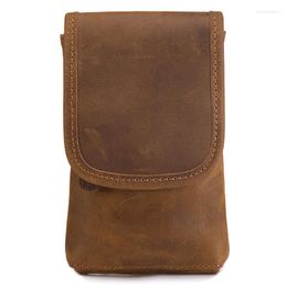 Waist Bags Summer Men Retro Style Packs Crazy Horse Leather Male Outdoor Casual Phone Bag Purse Quality