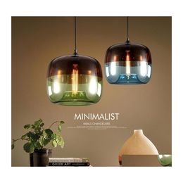 Pendant Lamps Modern Nordic Art Deco Colorf Hanging Glass Lamp Lights Fixtures E27 Led For Kitchen Restaurant Living Room Bedroom Dr Dhyn1