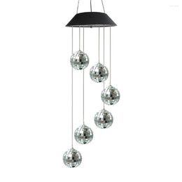 Decorative Figurines Solar Wind Chime Light Portable Hanging Mirror Ball Lamps Disco Lamp Garden Yard