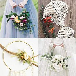 Decorative Flowers & Wreaths 10-40cm Gold Iron Metal Ring Wedding Decoration Bride Wreath DIY Catching Dream Hoop Material Artificial Flower