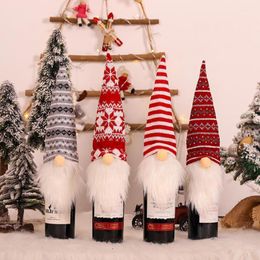 Christmas Decorations Wine Bottle Cover Toppers Gnomes Champagne Decoration For Table