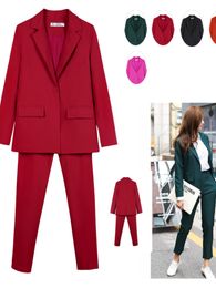 Womens Two Piece Pants Work uits OL 2 Set For Women Business Interview Uniform Slim Blazer And Pencil Office Lady Suit Female Outfits 230202