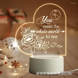 Party Favor Valentines Day Gift 3D Lamp USB Acrylic Lights Romantic Love Present Anniversary For Girlfriend Boyfriend