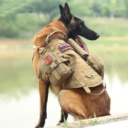 Dog Collars Tactical Service Vest Breathable Adjustable Molle Detachable Harness Metal Buckle Backpack Pet Harnesses