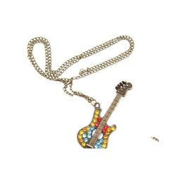 Pendant Necklaces Chain Choker Charm 28 Necklace Colorf Rhinestone Guitar Gifts Acrylic Crystal Pendants Drop Delivery Jewellery Dhdnq