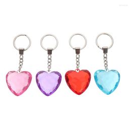 Party Favour 4Pcs Heart Shape Keychains Acrylic Beautiful Key Rings Pendants Chain Bag Car Hanging