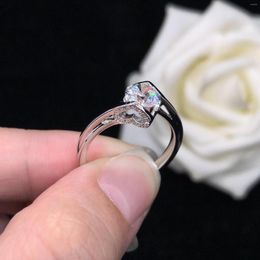 Cluster Rings 14K White Gold Ring 0.8Ct D Colour Moissanite Diamond Solitaire Test Positive Engagement