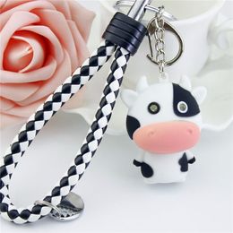 Keychains Wholesale LED Flashlights Sound Leather Animal Light Keyrings Diy Cow Toys Small Doll Cute Souvenir Gift For SaleKeychains