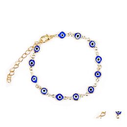 Link Chain Evil Blue Eye Bracelet Gold Plating Link Colorf Enamel Charm Bracelets Bangles For Women Mens Drop Delivery Jewellery Otaxy