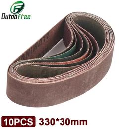 10PCS/Set 330*30mm Sanding Belts 120-1000 Grits Wood Soft Metal Polishing Sandpaper Abrasive Bands For Belt Sander Abrasive Tool