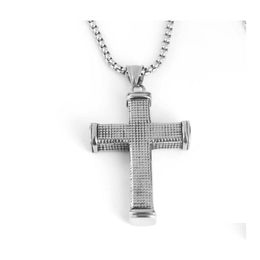Pendant Necklaces Fashion Jewelry Vintage Titanium Steel Cross Necklace Men Crossed Chain Drop Delivery Pendants Dhy0P