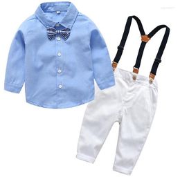 Clothing Sets Top And Boys Gentleman Autumn Kids Formal Suits Long Sleeve Shirt Suspenders Trousers Casual Boy Clothes