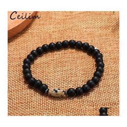 Beaded Strands Fashion Trendy Men Bracelet 6Mm Matte Smooth Simple Classic Bead Bracelets With Natural Stone For Women Party Jewelr Otzem