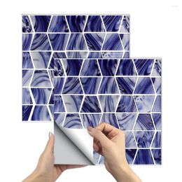 Wall Stickers Modern Trapezoidal Imitation Epoxy Bathroom Blue Simple Striped Decor Home Improvement Tile 10 Pieces