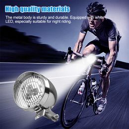 Lights Black/Silver Front Bike Lamp Retro LED Cycling Light 160 Degree Bicycle Headlight MTB Night Safety Flashlight Powet by 3 AAA 0202