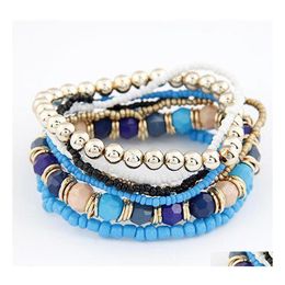 Charm Bracelets Fashion Women Mtilayer Beads Stretch Exquisite Bracelet Elegant Bangle Jewelry Drop Delivery Dhklu