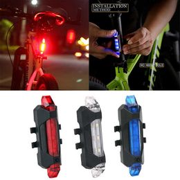 s Bike 5 LED USB Rechargeable Front Headlight Back Rear Tail Light Cycling Warning Lamp Waterproof MTB Bicycle Flashlight 0202