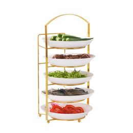 Kitchen Storage Dish Rack Organisation Multi-Functional Fruit Display Plate Stacked Pot Food Multi-Layer Tray Artefact