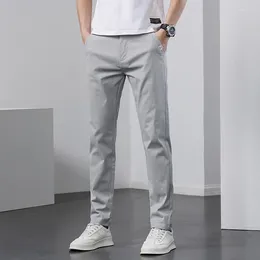 Men's Pants 2023 Summer Mens Stretch Slim Fit Elastic Waist Formal Business Classic Korean Thin Casual Trousers Male Black Gray 28-38