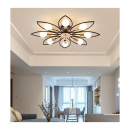 Ceiling Lights American Living Room Lamps Modern Minimalist Iron Chandelier Creative Dining Lamp Drop Delivery Lighting Indoor Dh8Al