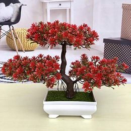 Decorative Flowers Artificial Plastic Plants Bonsai Small Tree Pot Fake Plant Potted Ornaments For Home Office El Table Decoration