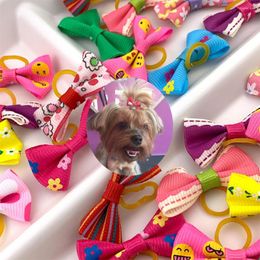 Dog Apparel 10/20/30Pcs Lovely Cartoon Dogs Hair Bow Grooming Bows Dot Pattern Yorkshire Terrier Puppy Pets Accessories Wholesale