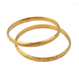 Bangle Trendy Women Carved Flowers Gold Filled Cuff Bangles Fine Bracelet Fashion Jewellery Trum22