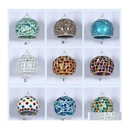 Pendant Lamps Mediterranean Style Led Chandelier Lighting Restaurant Cafe Bar Lights Mosaic Colour Retro Drop Delivery Indoor Dhw2P