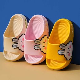 Slipper New Cute Bear Rabbits Cartoon Children Slippers Baby Girls Indoor Soft Summer 2022 Solid Yellow Non-slip Casual Shoes for Boys 0203