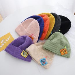 Beanies Beanie/Skull Caps Children's Autumn And Winter Knitted Fruit Small Daisy Baby Warm Boys Girls Melon Leather Hat Candy Colour Woollen