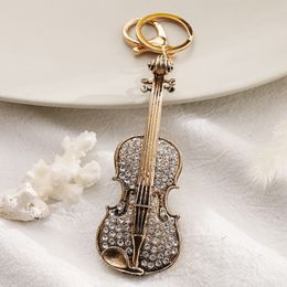 High-end Rhinestone Guitar Shape Small Gift Package Pendant Alloy Tarnish Keychain Ornaments Little Creative Gifts