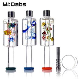Glass Nectar Collect Cooling Oil Inside Smoke Accessories Clear Glass Bowl 510 Screw Joint Stainless Steel Tip Smoking Pipe Dab Rigs 2064