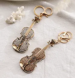 Quality Rhinestone Guitar Shape Small Gift Package Pendant Alloy Tarnish Keychain Ornaments Little Creative Gifts