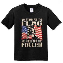 Men's T Shirts 2023 Short Sleeve Tee ! WE STAND FOR THE FLAG KNEEL FALLEN USA Military T-shirts Male Shirt