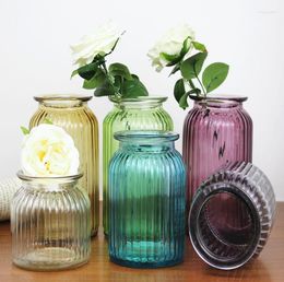 Vases Stained Glass Vase Dried Flower Home Decor Living Room Decoration Transparent Hydroponic Terrarium