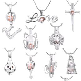Pendant Necklaces Mix 9 Style Charms 18Kgp Pearl Cage Tower/Love/Fire Ballon/Chocolocate/Scarab/Cactus T High Quality Fashion Jewelr Dhxua