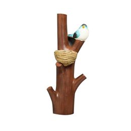 Hooks & Rails Decorative Birds On Tree Branch Wall Mounted Coats Hats Stockings Keys Towels Hanger Holder Punch Accessories For