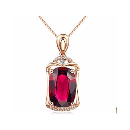 Pendant Necklaces Tourmaline Ruby Necklace Temperament Trend Big Naked Stone Rose Gold Sier Drop Delivery Jewellery Pendants Dh1Fh