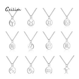 Pendant Necklaces 1Pc Zodiac Necklace Constellation Sign Sier Chain For Women 12 Constellations Jewellery Gift Wholesale Drop Delivery Otdoy