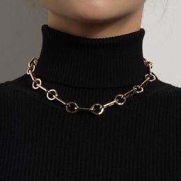 Choker Punk Chunky Alloy Hollow Thick Chain Necklace For Women Vintage Geometric Clavicle Collar Chocker Jewelry Gift