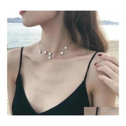 Pendant Necklaces Fashion Mtilayer Star Choker Necklace For Women Simple Pentagram Chain Korean Sweet Jewellery Collares Accessories D Otm8L