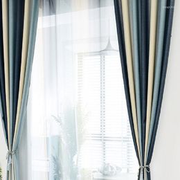 Curtain European Style Curtains For Living Room Blackout Machine Glazing Printed Stripes Black Silk Chiffon