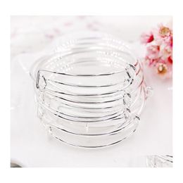 Bangle Selling Sier Gold Tone Expandable Wire Bracelet For Beading Or Charm Bracelets 100 Pieces/Lot Wholesale Drop Delivery Jewelry Otj8T